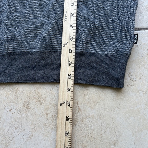 Hugo Boss Jacket Mens Medium Gray 1/4 Zip Cotton Wool Blend Knit Pullover - Picture 9 of 10